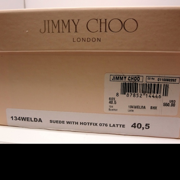 JIMMY CHOO Latte Taupe Suede Studded Flats 40.5 - Picture 8 of 8